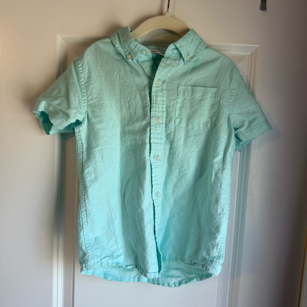 Janie and Jack linen and cotton blend, light blue, size 6, never worn